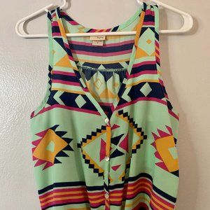 Daytrip Aztec Tank w/Tie Front - Size Small $6